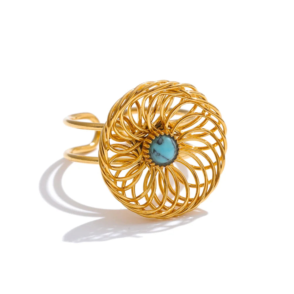 Contemporary rings gold rings alternative featuring adjustable flower ring design
