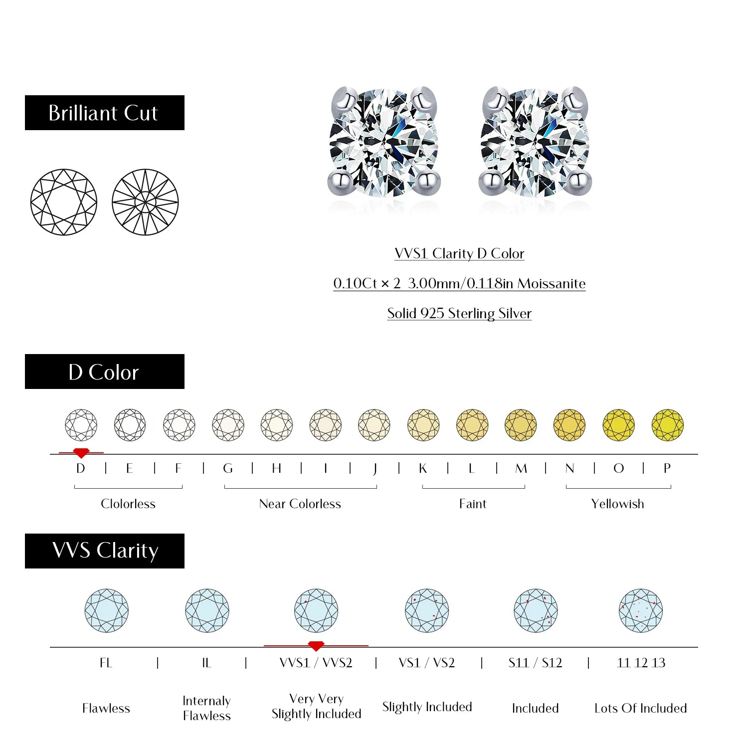 Small stud earrings crafted in polished 925 silver