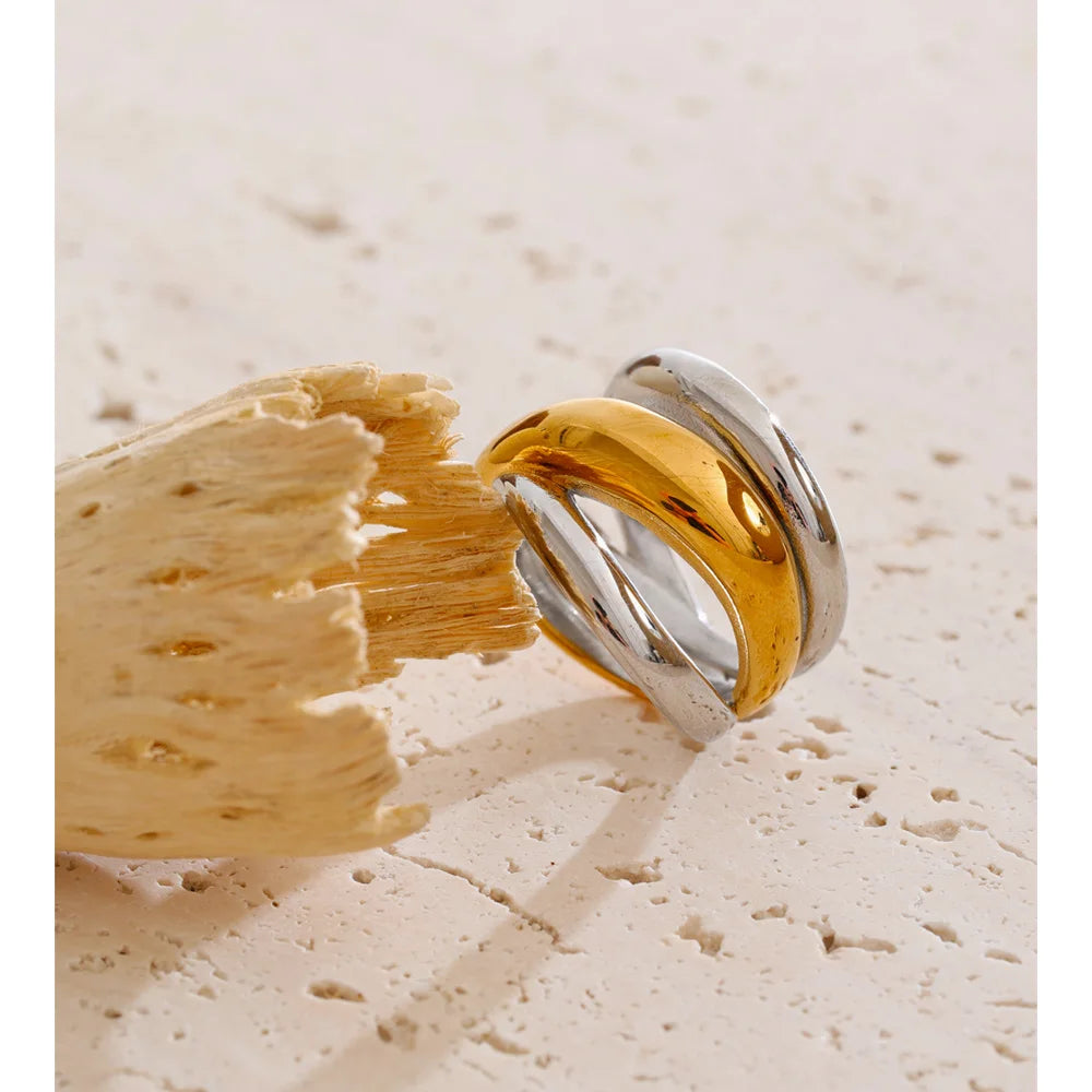 Women jewelry statement ring with gold plated finish
