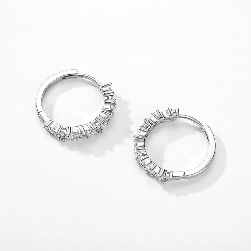 Side angle of ear rings in 925 sterling silver with zircon accents