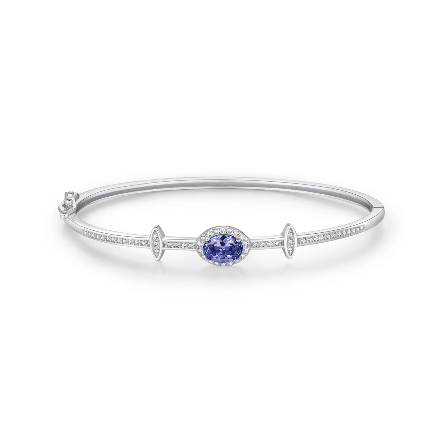 Tanzania CZ bangle bracelet in 925 sterling silver with silver color shine