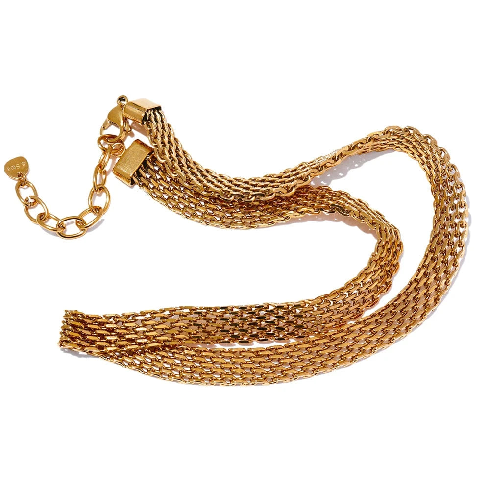 Gold a chain accent on a sleek gold chain necklace