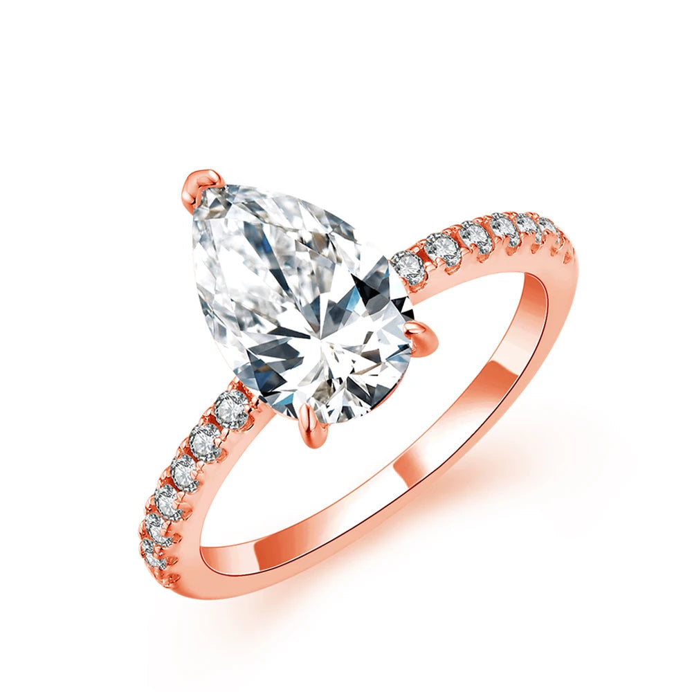 Rings with moissanite creating a 3.0 carat diamond ring impression