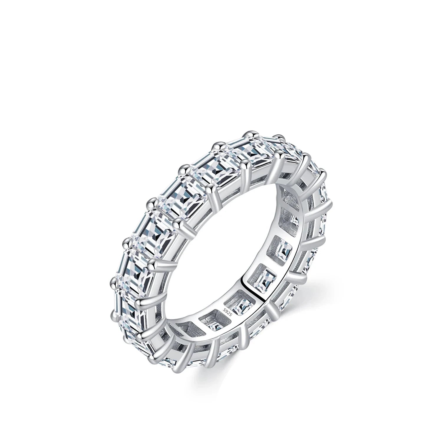 Classic wedding wedding bands style paired with eme rald cut stone