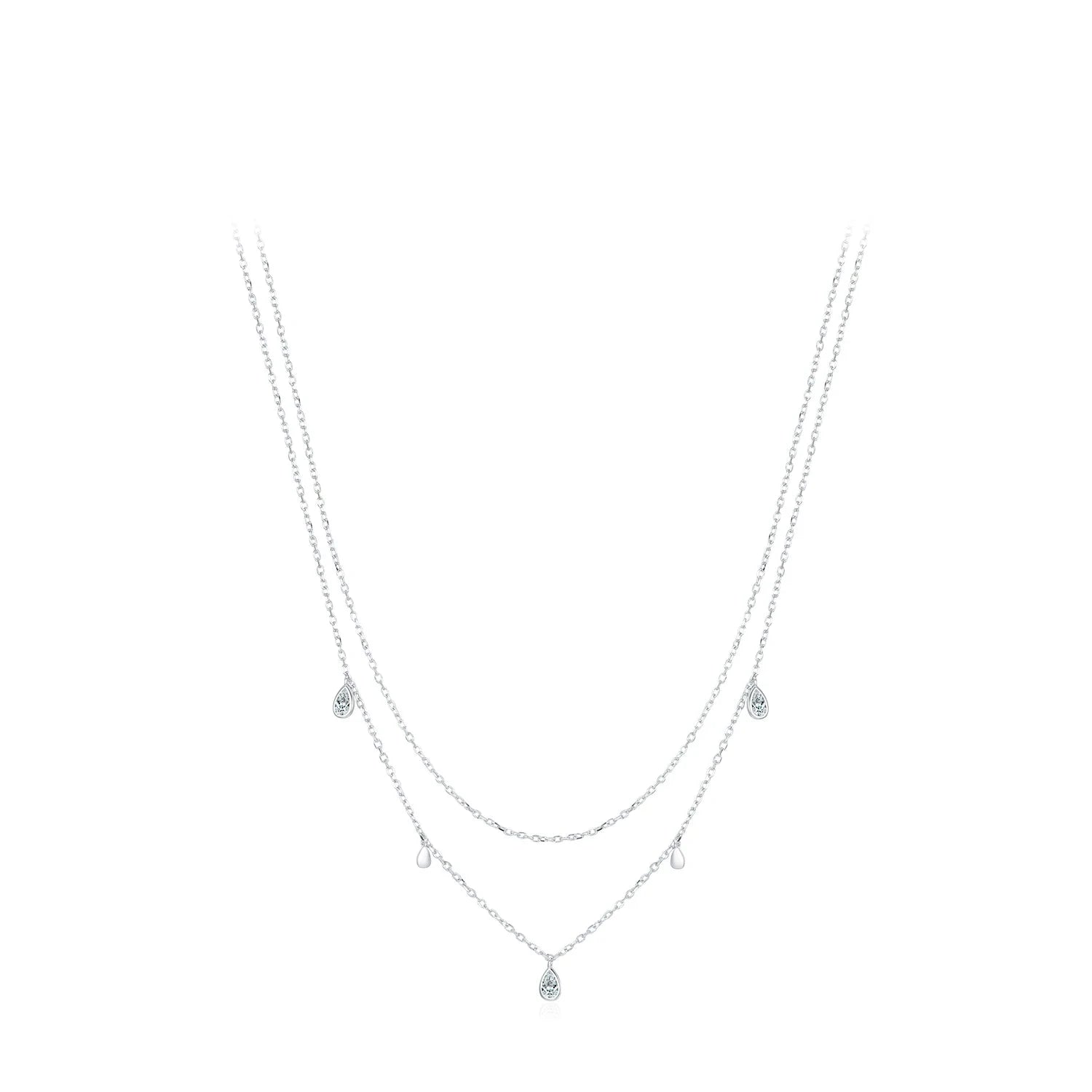 Pear shape moissanite pendant necklace on a sterling silver necklace