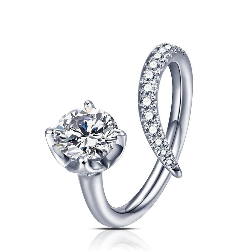 1.0CT moissanite ring in 925 sterling silver with moissanite diamonds