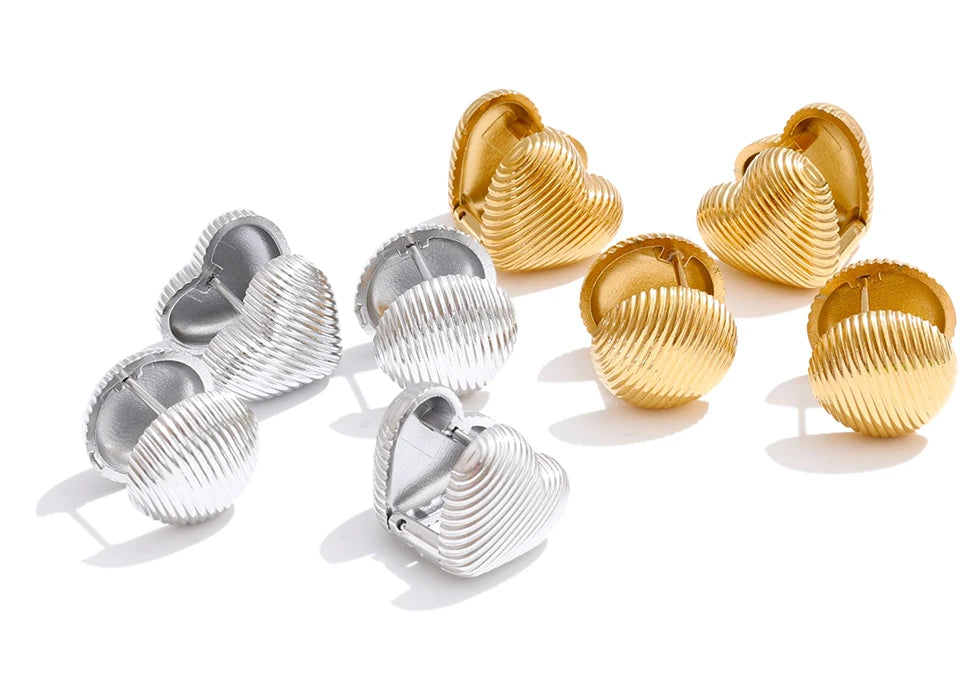 Gold hoop earrings gold finish with double sided heart charm