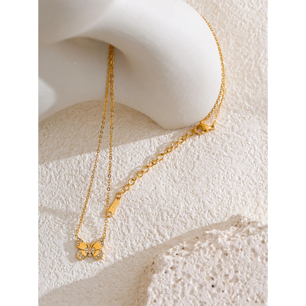 Charm necklace with delicate butterfly pendant and durable build