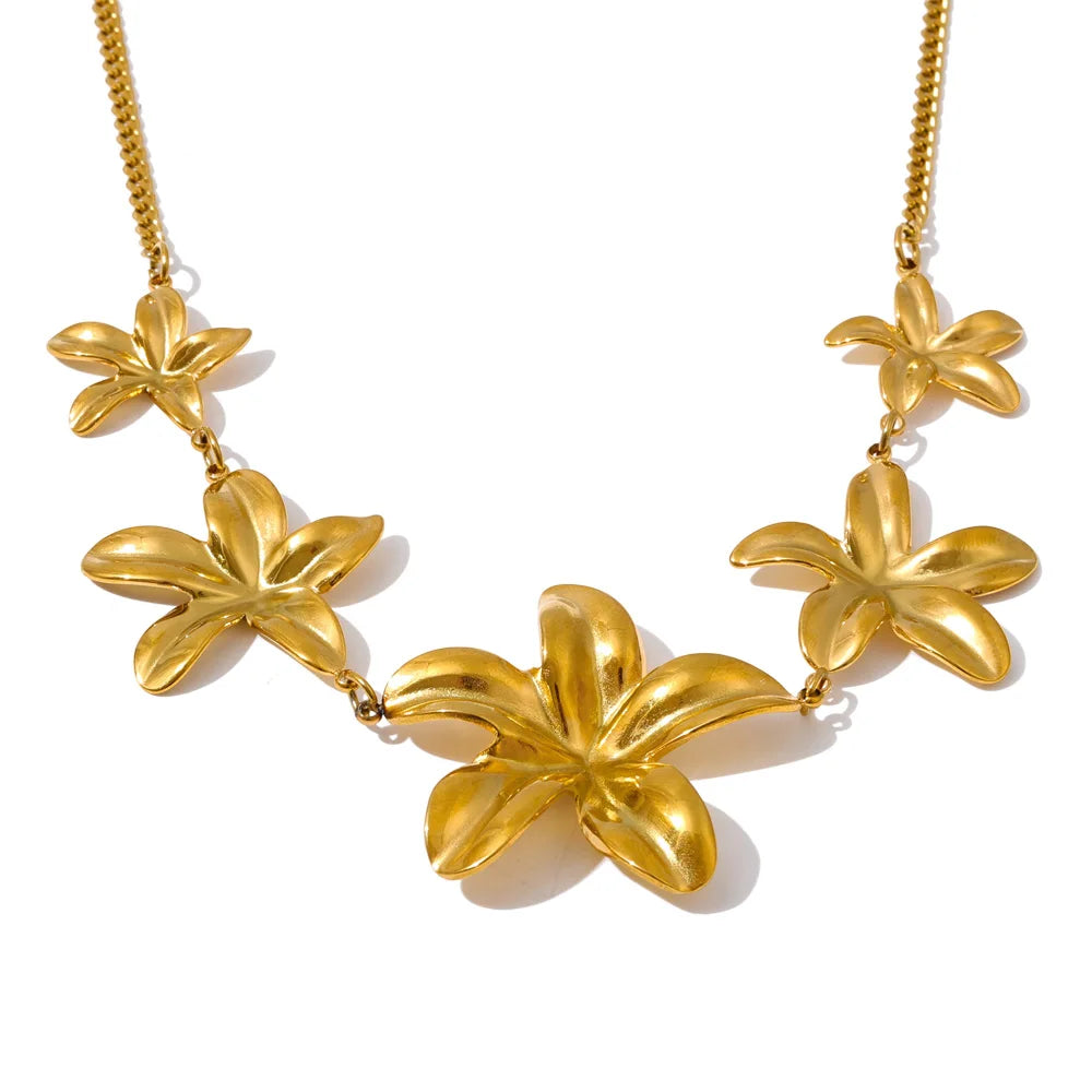 Charm necklace style with refined flower centerpiece