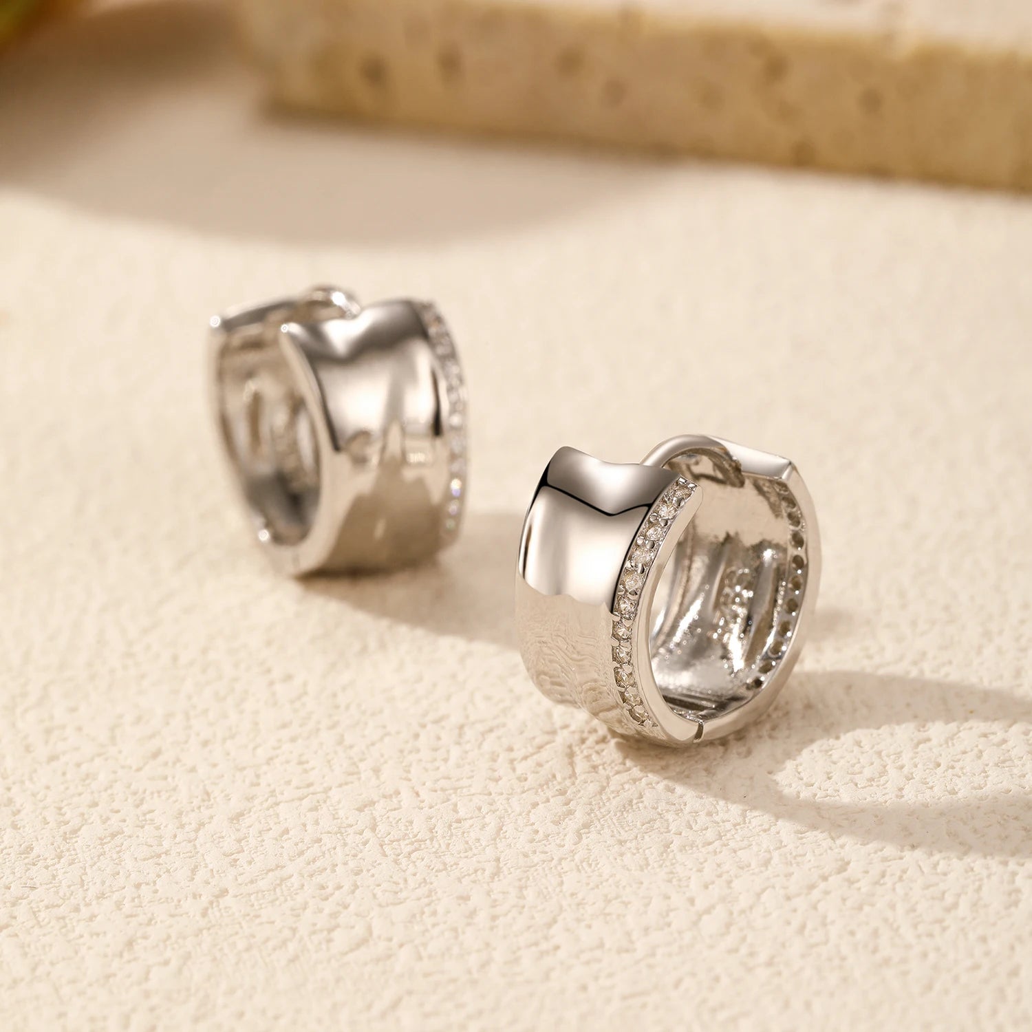 925 sterling silver silver hoop with subtle cz accent