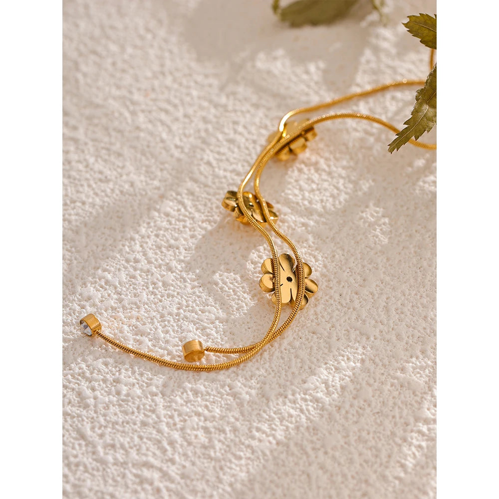 Gold necklace necklace floral jewelry set