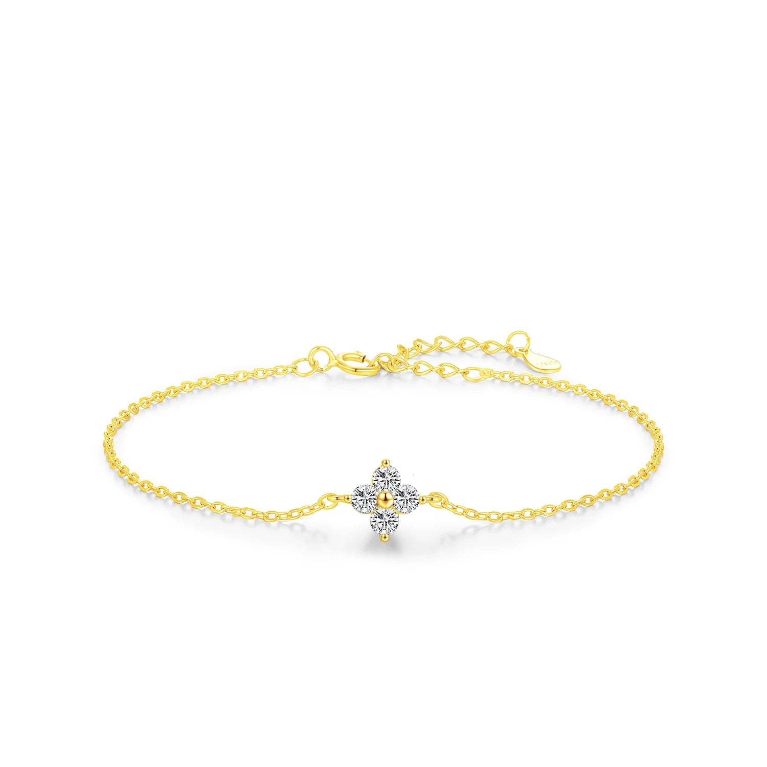 Clover cz accent set into a graceful bracelet clover silhouette