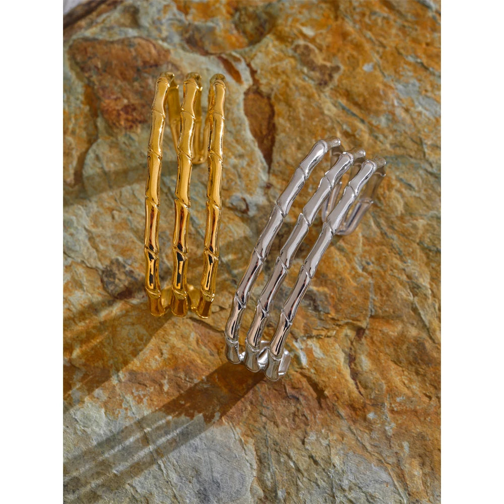 Gold cuff bracelet with radiant PVD gold plating