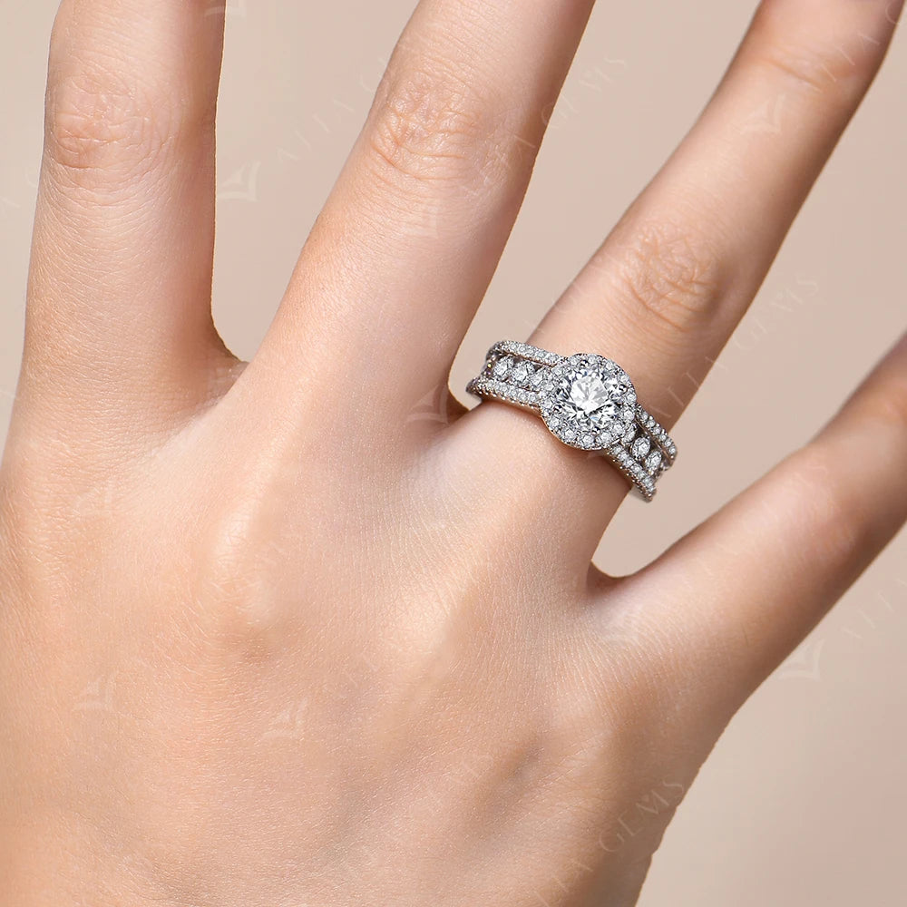 Polished 925 silver moissanite ring paired with moissanite jewelry rings