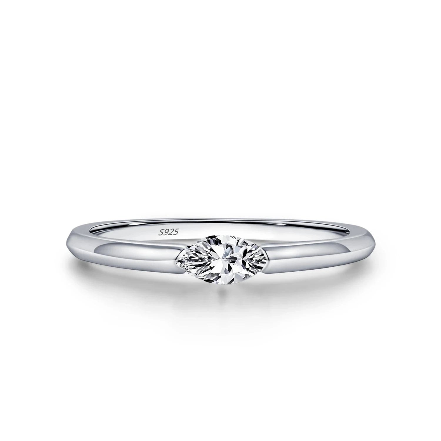 Sterling silver ring band with gentle cross ring contour