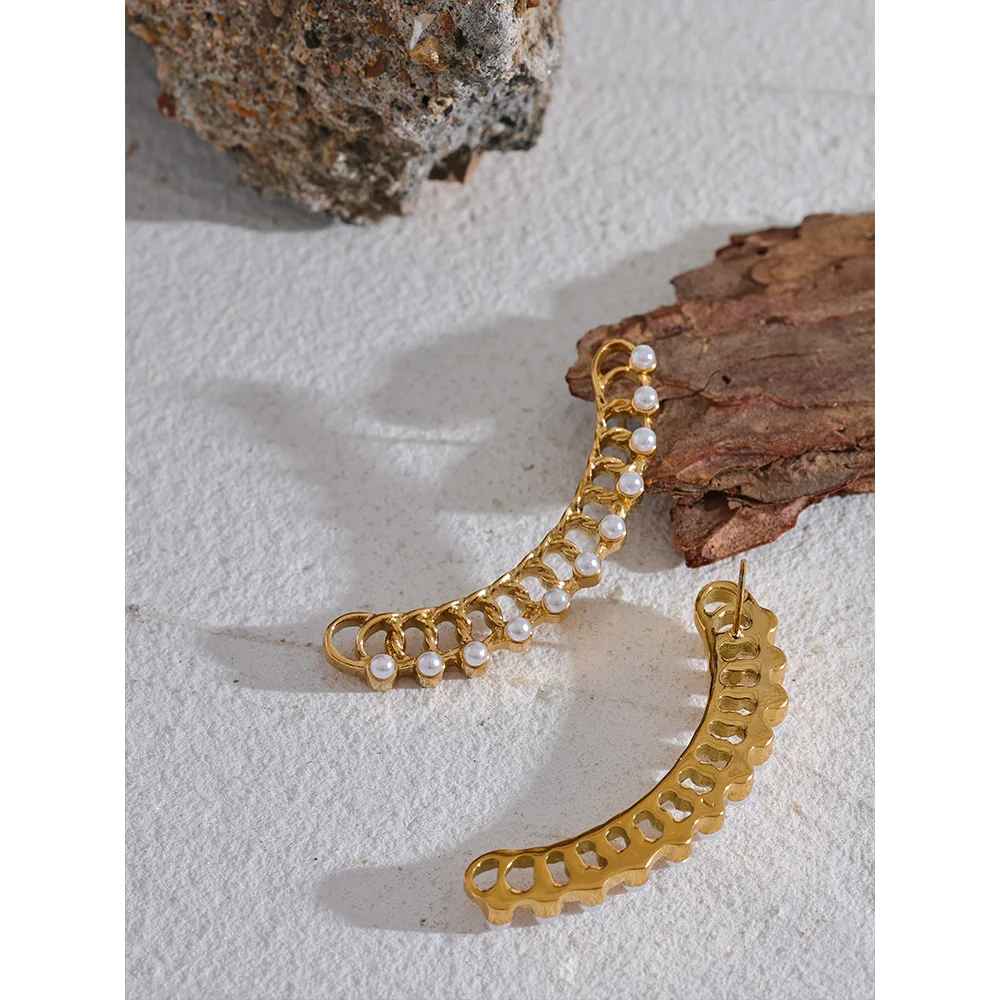 Gold pearl earrings profile highlighting earrings earrings gold shine