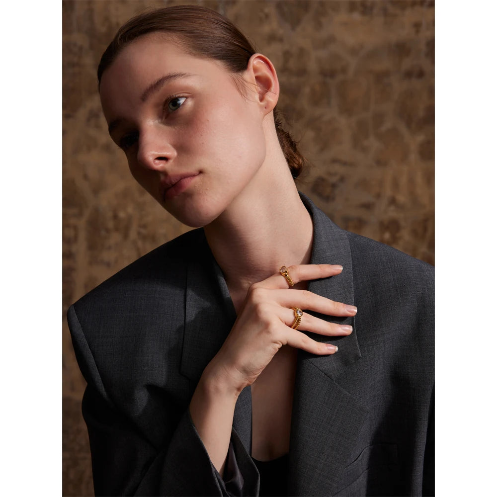 Minimal cubic zirconia setting on a classic gold ring