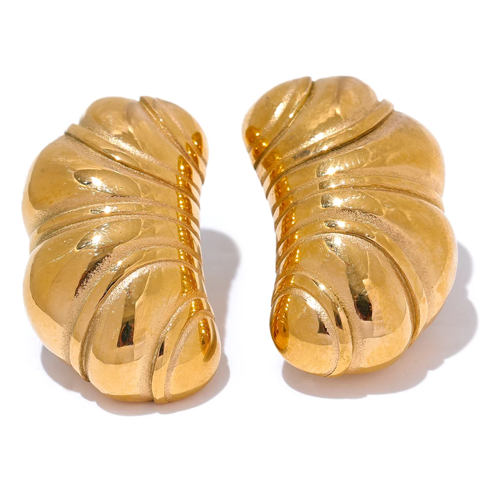 Chunky gold earrings as stud earrings for women in stainless steel earrings style
