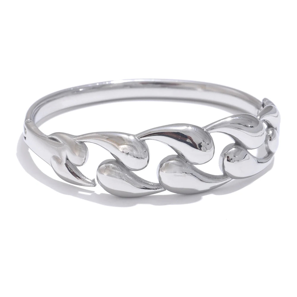 Bracelet jewelry water drop cut out steel gold finish