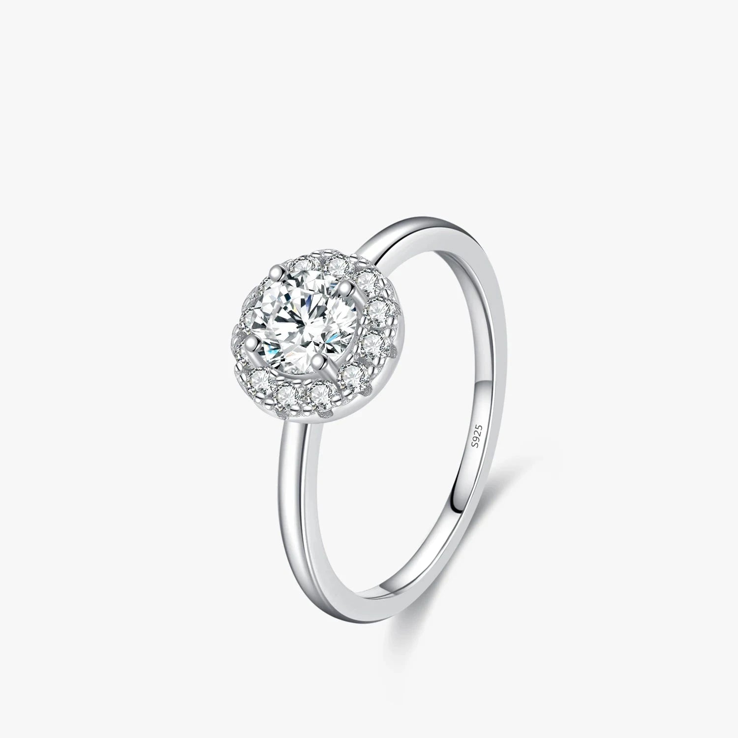 Elegant moissanite ring styled as a wedding ring with ring size comfort