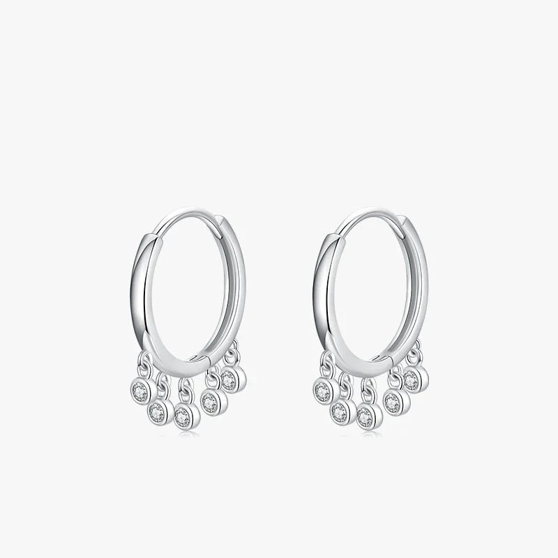 CZ dangle earrings in 925 sterling silver with refined sparkle