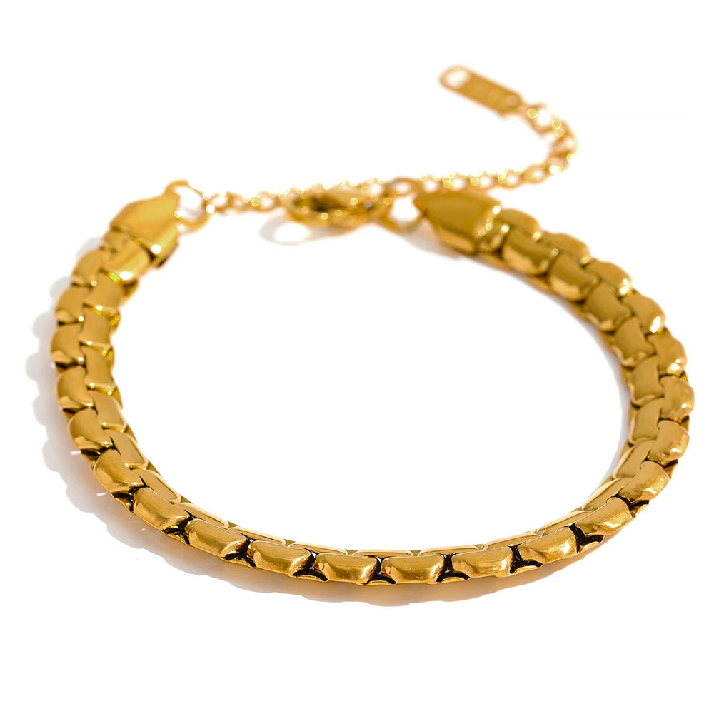 Heavy gold chain necklace with matching bracelet stainless steel