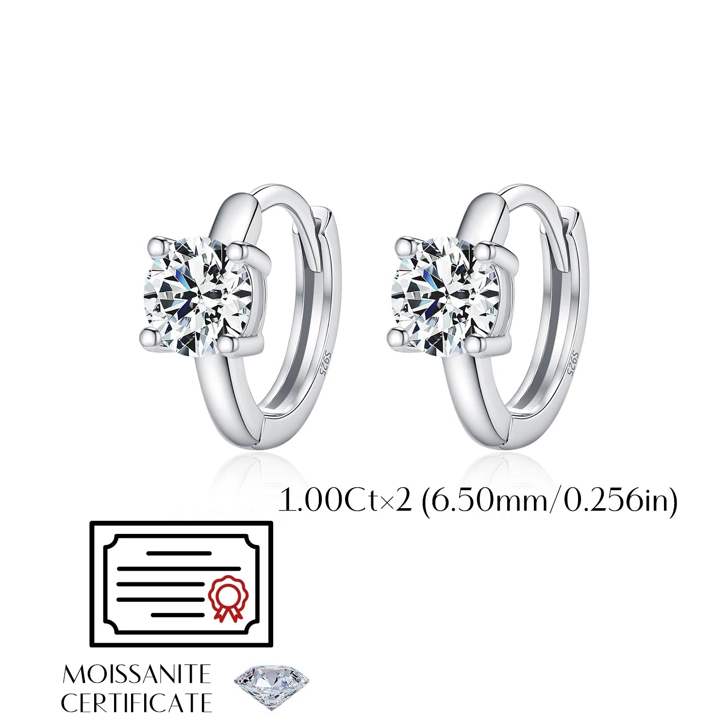 Radiant wedding jewelry hoops with D color moissanite accents