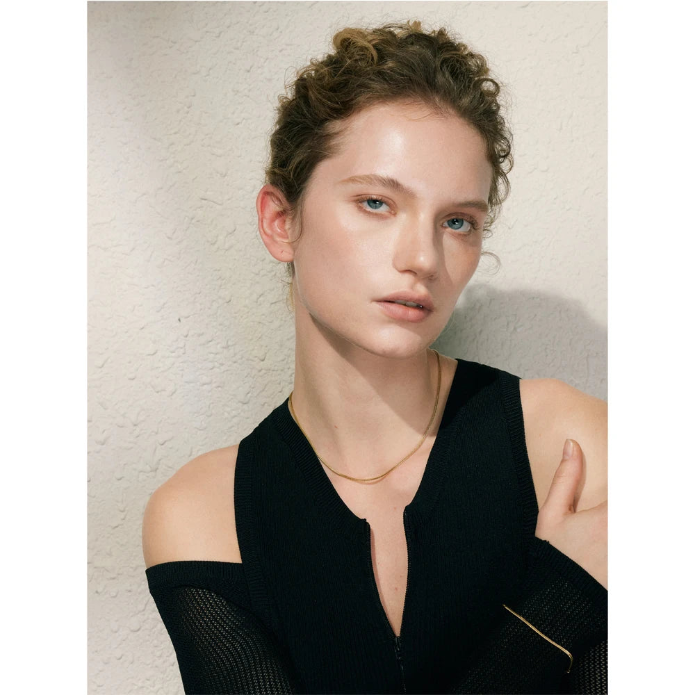 Gold i necklace crafted in stainless steel jewelry with gold finish