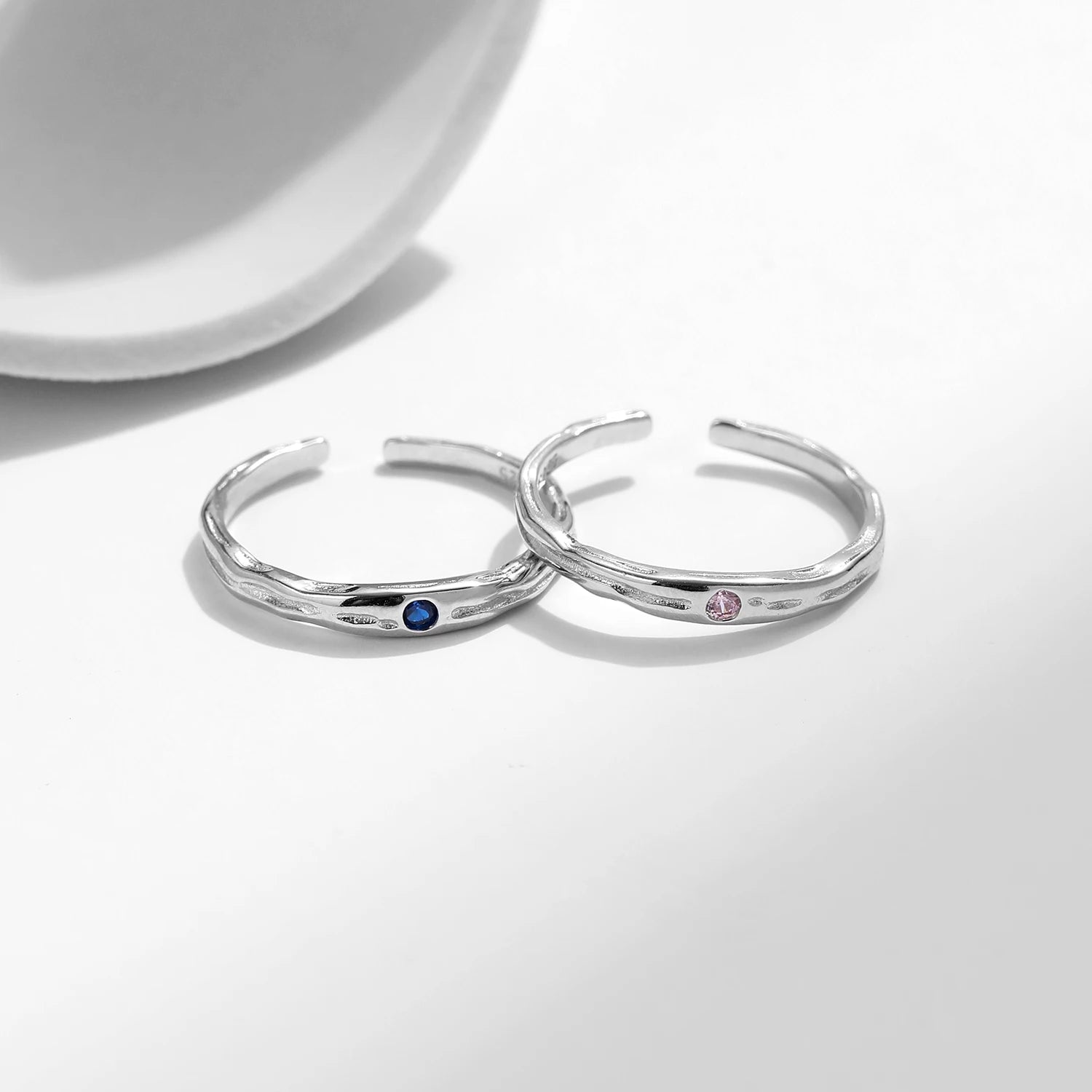 Close up sterling silver ring highlighting vintage ring contours