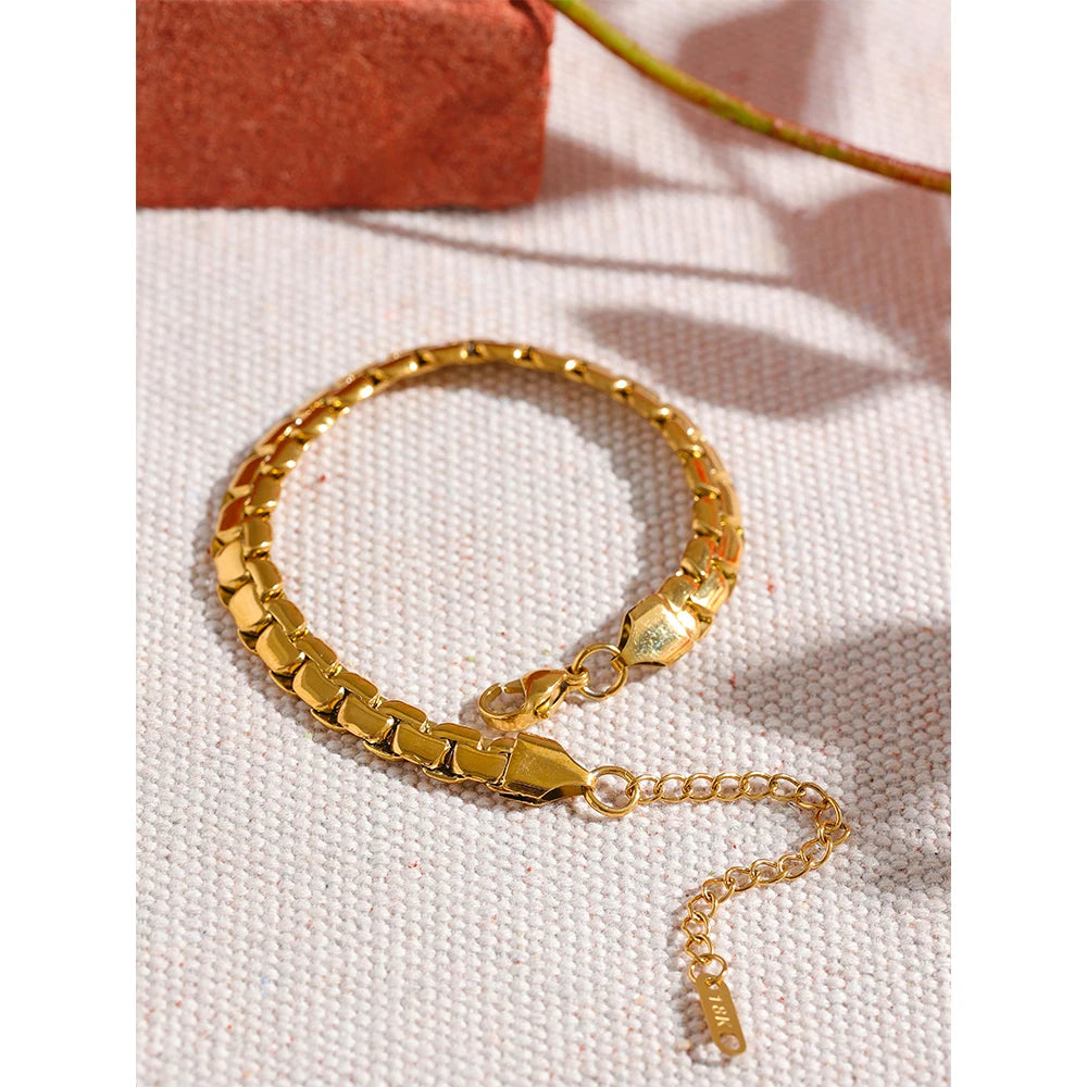 Waterproof chunky gold necklace and bracelet set for women