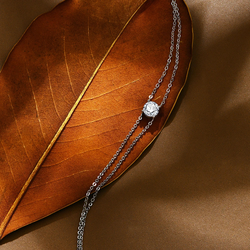 Moissanite diamond bracelet chain sterling silver finish