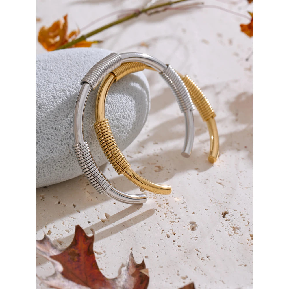Stainless steel jewelry cuff showing smooth edges and waterproof jewelry finish