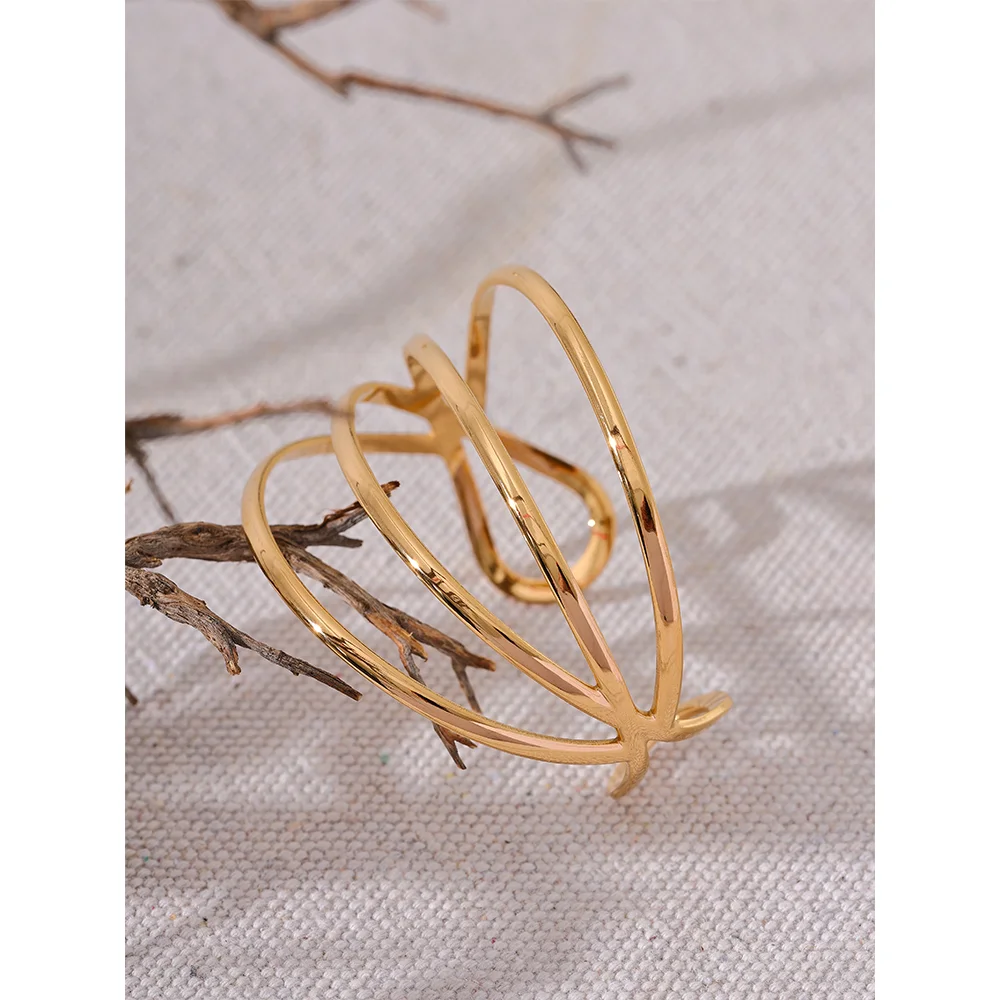 Modern a gold bracelet design with gold plated finish