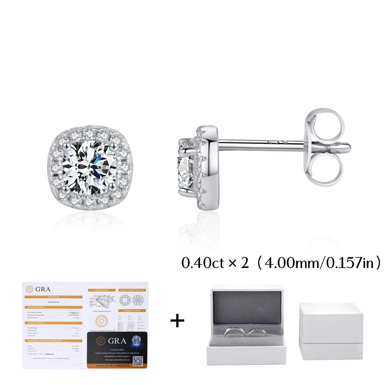 Soft light image highlighting moissanite jewelry on stud earrings