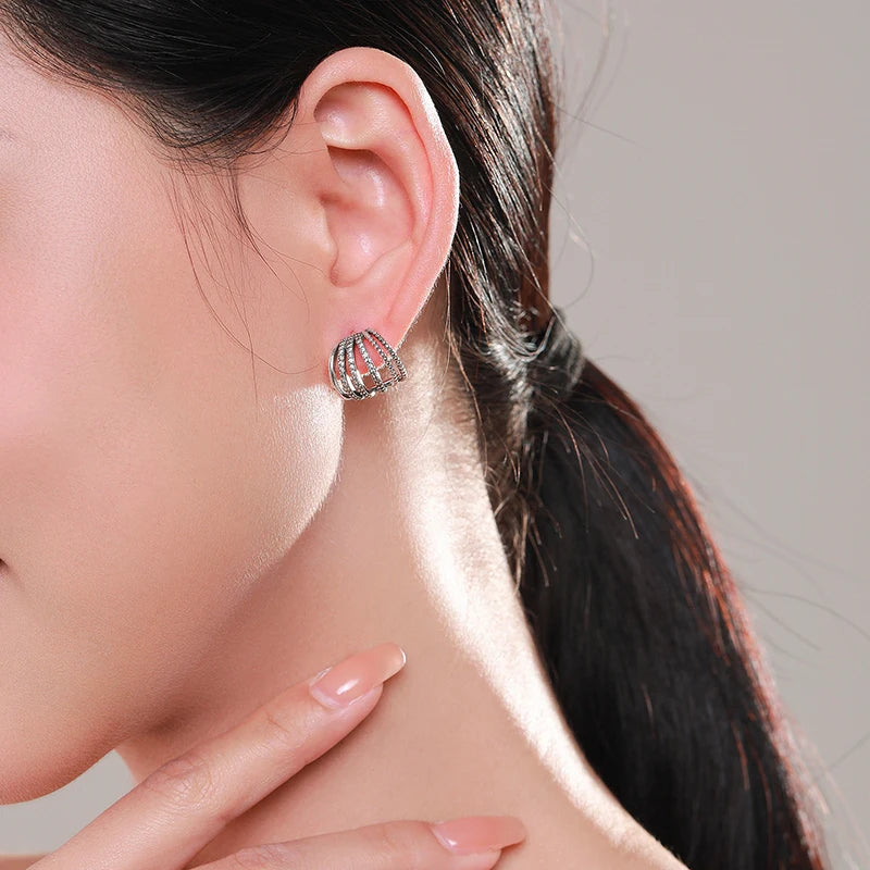 Sterling silver studs with shimmering cubic zirconia stones