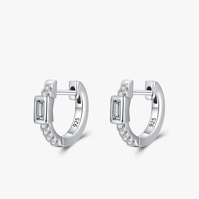 Clear zirconia hoop earrings in 925 sterling silver for elegant silver hoop style