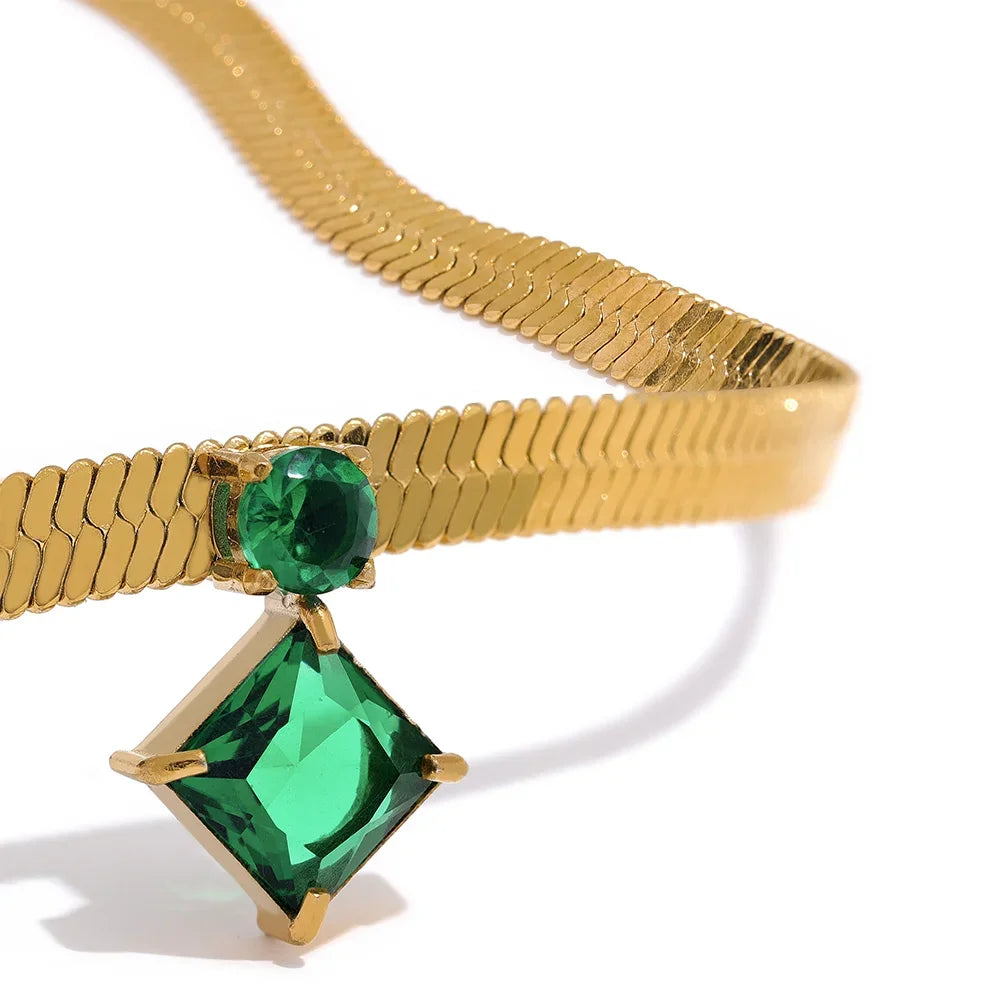 Cubic zirconia pendant on a white gold chain necklace with elegant shine