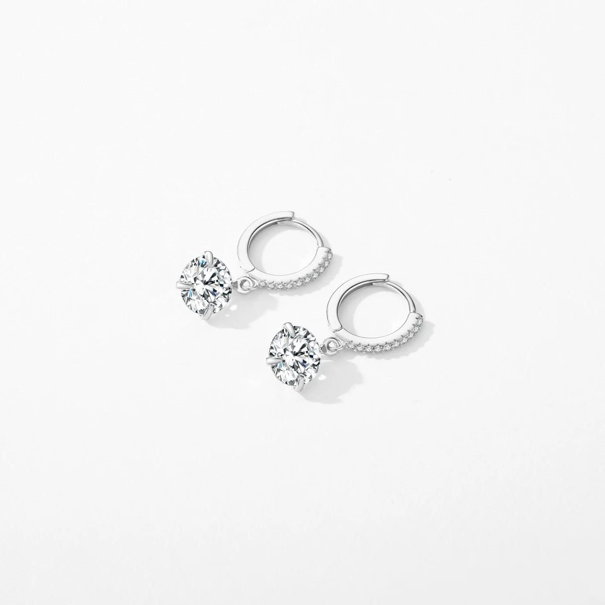Elegant 4 carat CZ hoop earrings with graceful movement