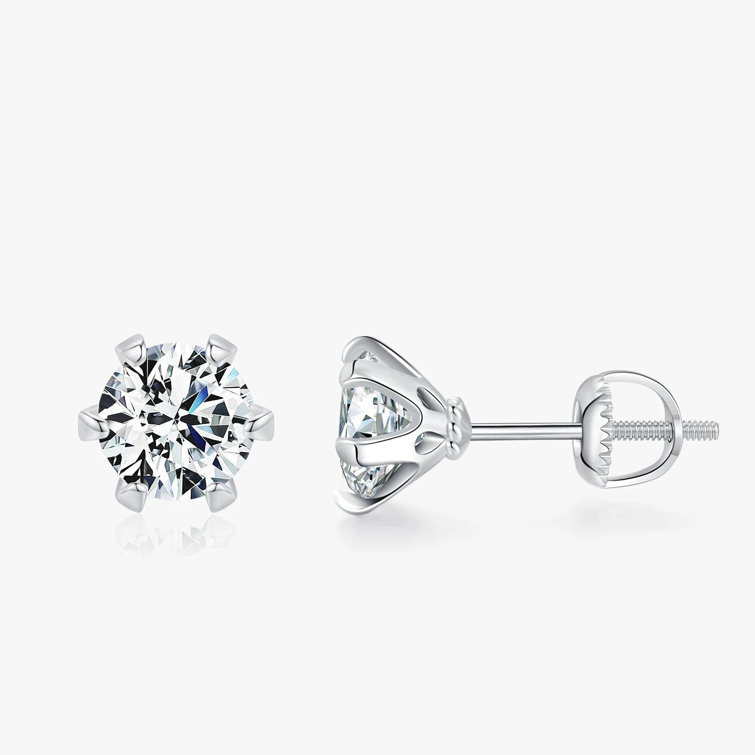 Moissanite stud earrings in 925 sterling silver for silver earrings shine