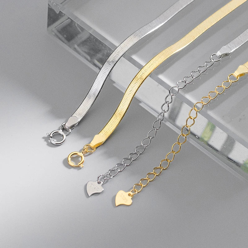 Sterling silver choker with snake chain texture shine