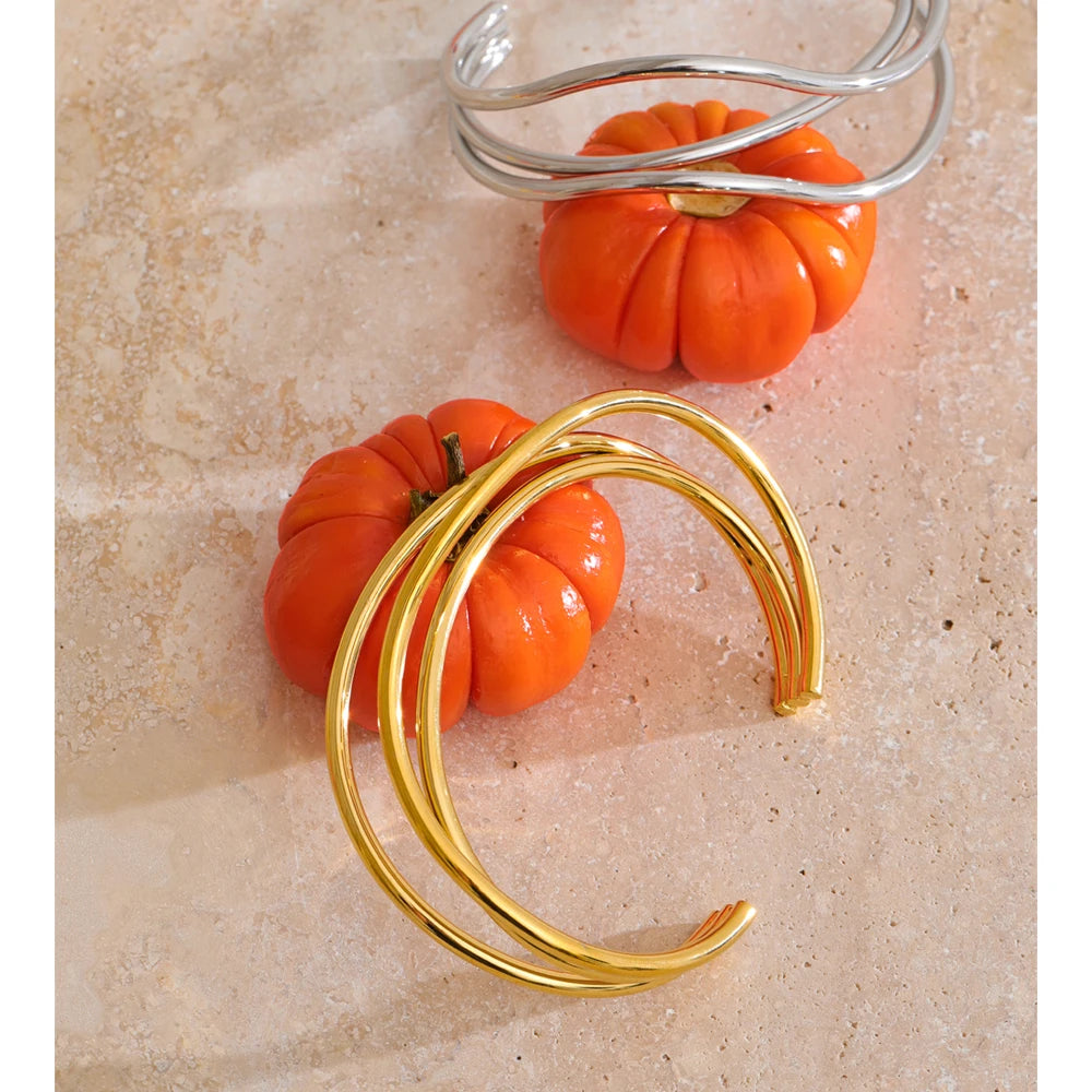 women’s gold plated bracelet bangle layered open cuff for sophisticated styling