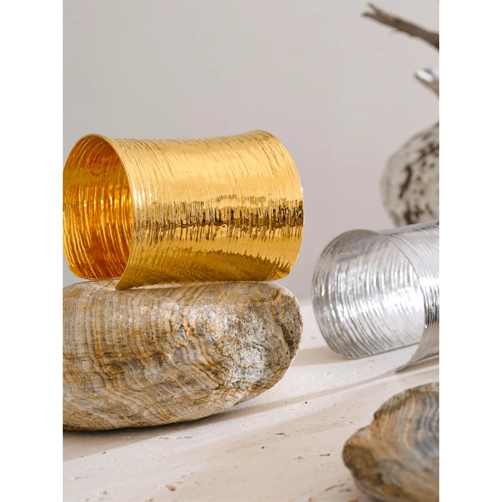 Minimal cuff bracelet in stainless steel jewelry for daily wear