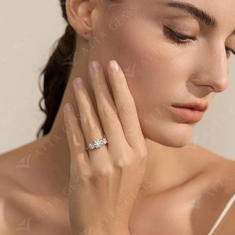 Silver ring profile highlighting moissanite jewelry rings clarity