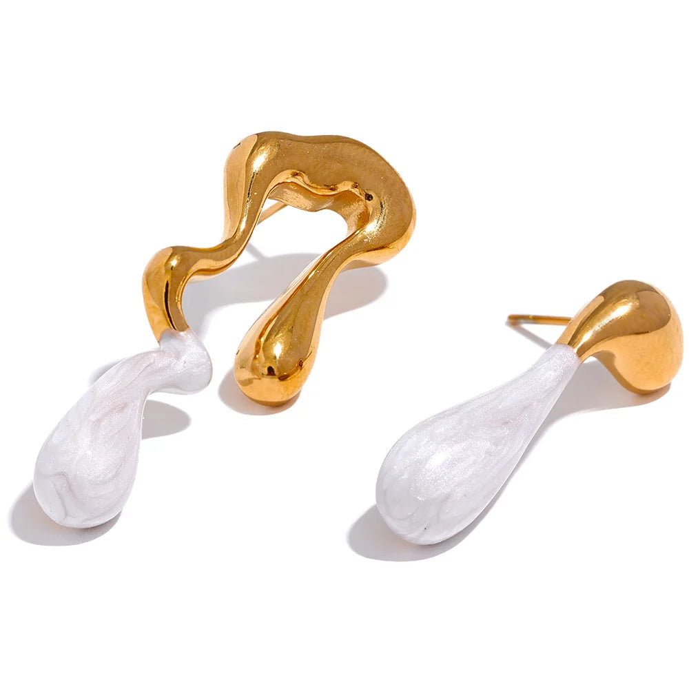 Jewelry stainless steel earrings with artistic color contrast