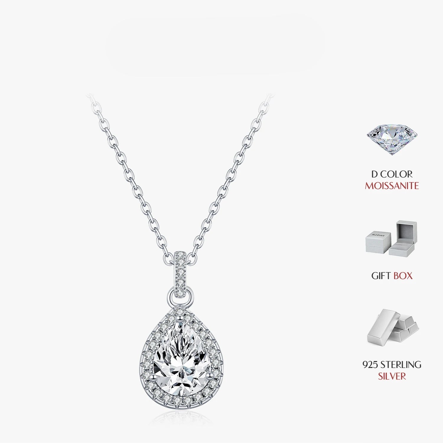 Radiant moissanite jewelry necklace for wedding or statement look