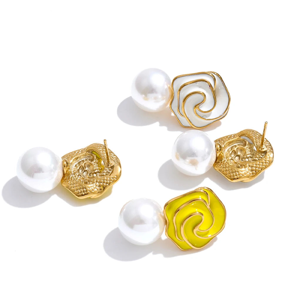 Women’s jewelry gold and earrings with floral detail