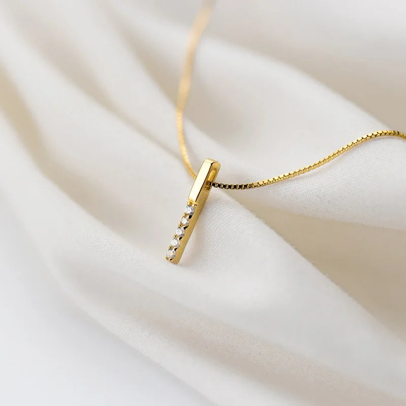 Sterling silver pendant necklace with zircon accent and silver chain