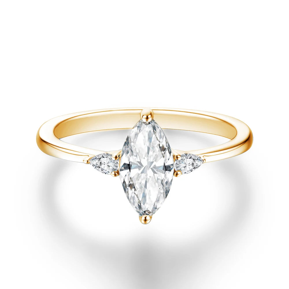 Gold and ring pairing with a marquise ring in sterling silver