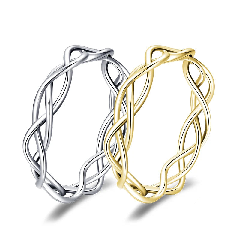 Braided texture sterling silver ring in 925 sterling silver silver color