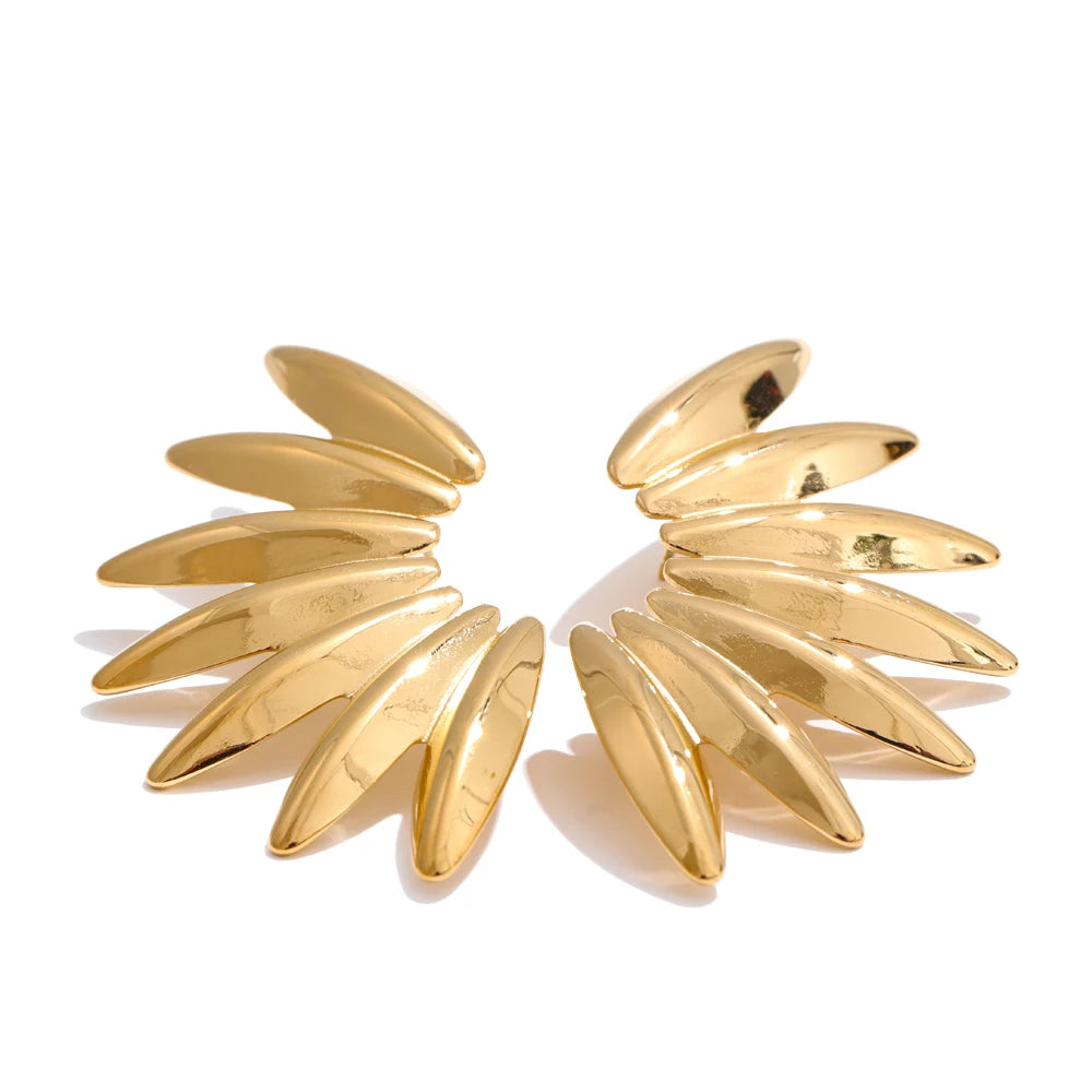 Simple gold earrings 18k plated stainless steel design for daily wear